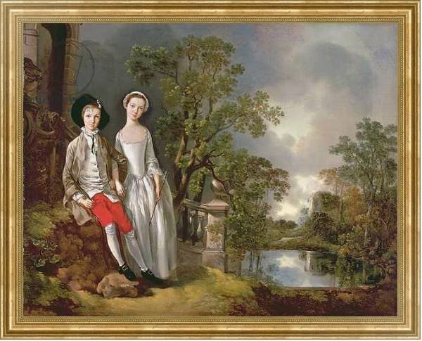 Постер Portrait of Heneage Lloyd and his Sister, Lucy, c.1750 с типом исполнения На холсте в раме в багетной раме NA033.1.051