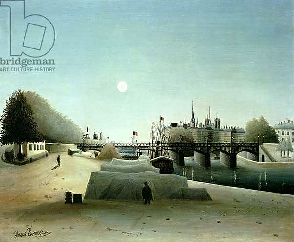 Постер A View of the Ile Saint-Louis from Port Saint-Nicolas, Evening, c.1888 с типом исполнения На холсте без рамы