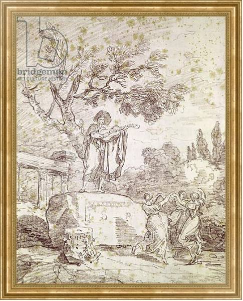 Постер An Italian Guitarist Playing for Three Dancing Girls с типом исполнения На холсте в раме в багетной раме NA033.1.051