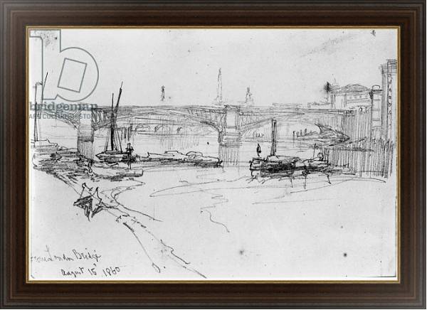 Постер Sketch of London Bridge, 1860 с типом исполнения На холсте в раме в багетной раме 1.023.151