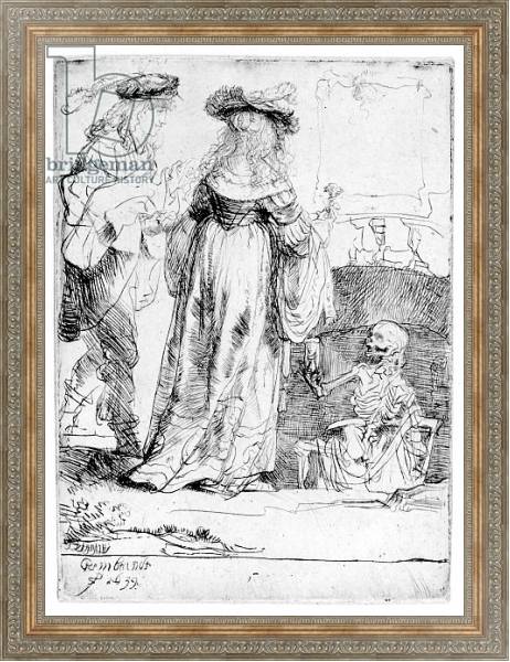 Постер Death appearing to a wedded couple from an open grave, 1639 с типом исполнения На холсте в раме в багетной раме 484.M48.310