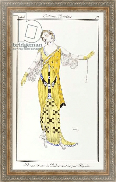 Постер Parisian clothing: Dione-drawing by Bakst executed by Paquin, 1913 с типом исполнения На холсте в раме в багетной раме 484.M48.310