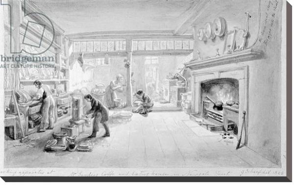 Постер The Kitchen of Mr. Sander's Coffee and Eating House, Newgate Street, 1828 с типом исполнения На холсте без рамы