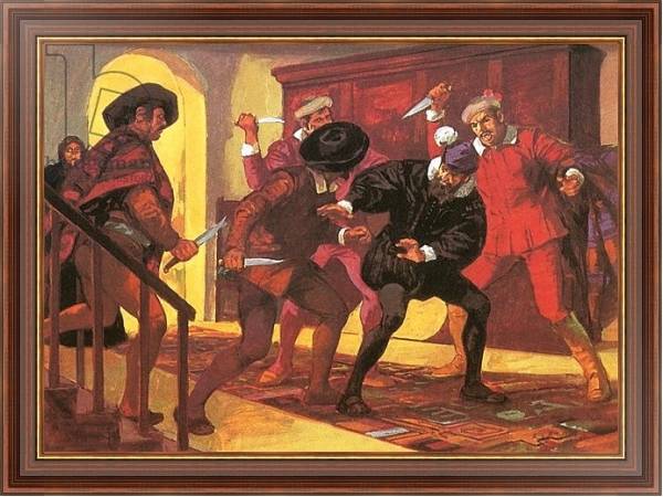 Постер Pizarro dying at the hands of his rebellious soldiers с типом исполнения На холсте в раме в багетной раме 35-M719P-83