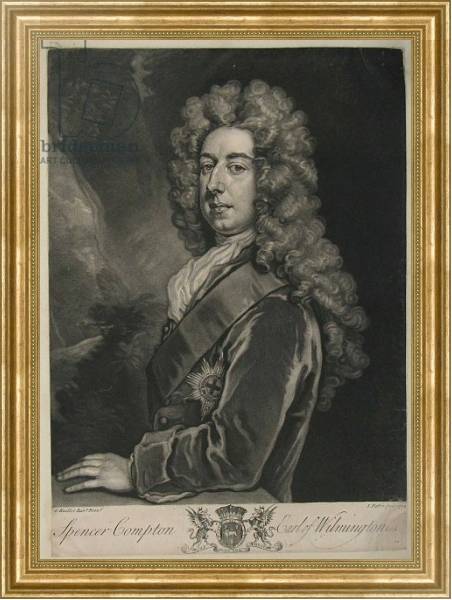 Постер Spencer Compton, Earl of Wilmington, print by John Faber, 1734 с типом исполнения На холсте в раме в багетной раме NA033.1.051