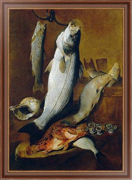 Постер Натюрморт с рыбой с типом исполнения На холсте в раме в багетной раме 35-M719P-83