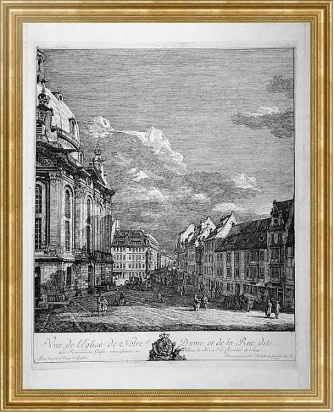 Постер Вид на Фрауэнкирхе в Дрездене с типом исполнения На холсте в раме в багетной раме NA033.1.051
