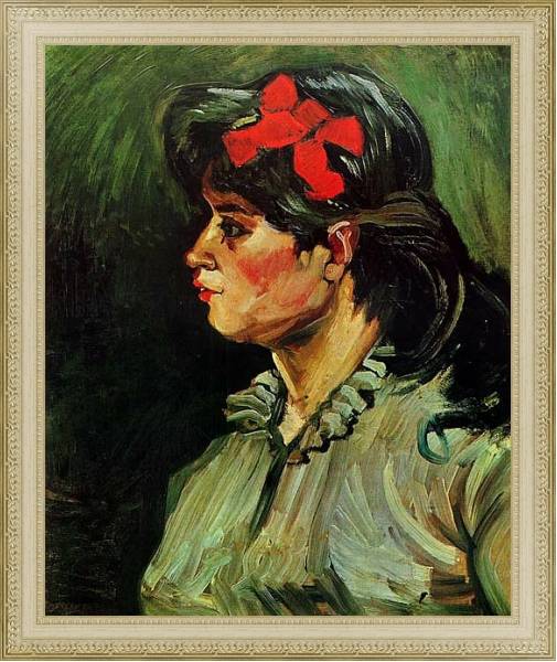 Постер Портрет женщины с красной лентой с типом исполнения На холсте в раме в багетной раме 484.M48.725