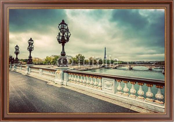 Постер Париж, Франция. Мост через Сену с типом исполнения На холсте в раме в багетной раме 35-M719P-83