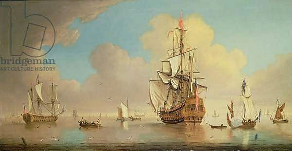 Постер British men-o'-war and other ships с типом исполнения На холсте без рамы