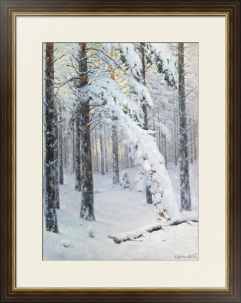 Постер Лес зимой с типом исполнения Под стеклом в багетной раме 1.023.036