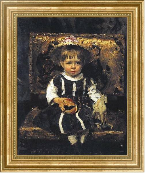 Постер Портрет В.И.Репиной, дочери художника в детстве. 1874 с типом исполнения На холсте в раме в багетной раме NA033.1.051