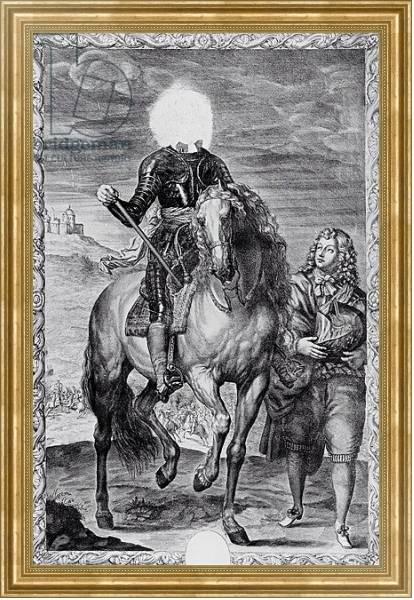 Постер Defaced equestrian portrait of Charles I, engraved by Pierre Lombart с типом исполнения На холсте в раме в багетной раме NA033.1.051