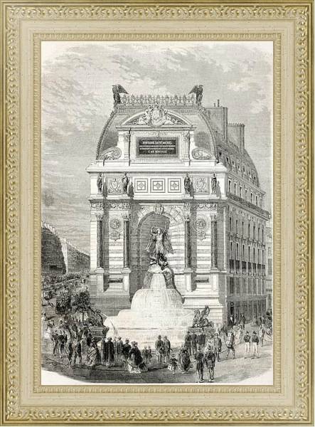 Постер Inauguration of Saint-Michel fountain. Created by Fichot, published on L'Illustration, Journal Unive с типом исполнения Акварель в раме в багетной раме 484.M48.725