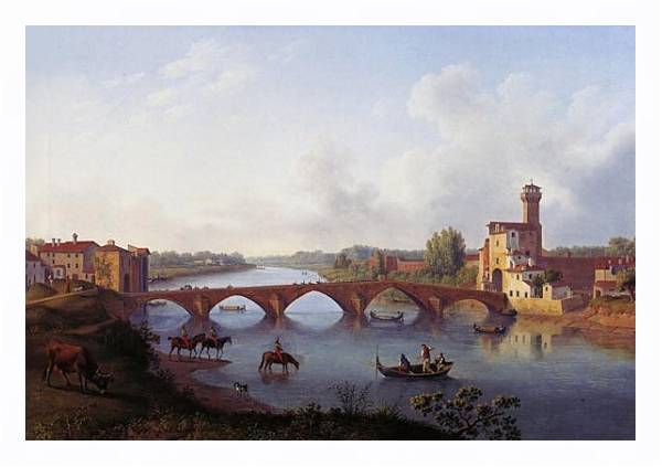Постер Der Ponte a Mare in Pisa (Toskana) с типом исполнения На холсте в раме в багетной раме 221-03