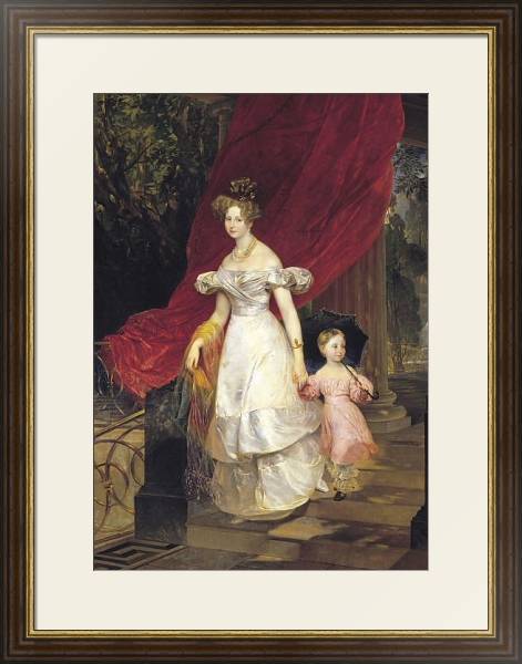 Постер Портрет великой княгини Елены Павловны с дочерью Марией. 1830 с типом исполнения Под стеклом в багетной раме 1.023.036
