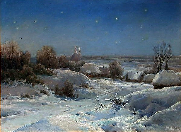Постер Украинская ночь. Зима с типом исполнения На холсте без рамы
