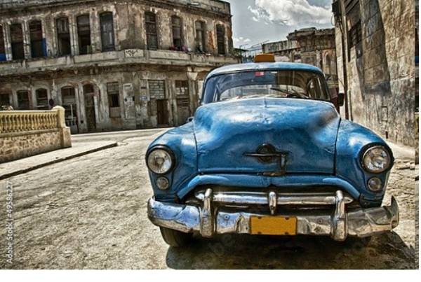 Постер Такси на Кубе с типом исполнения На холсте без рамы