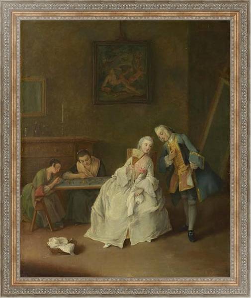 Постер A Lady receiving a Cavalier с типом исполнения На холсте в раме в багетной раме 484.M48.310