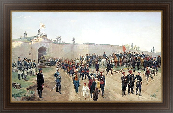 Постер Сдача крепости Никополь 4 июля 1877 года. 1883 с типом исполнения На холсте в раме в багетной раме 1.023.151