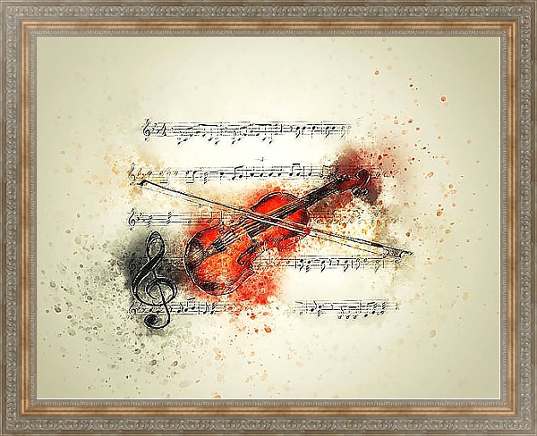 Постер Скрипка и ноты с типом исполнения На холсте в раме в багетной раме 484.M48.310
