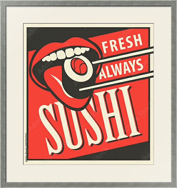 Постер Ретро реклама для суши с типом исполнения Под стеклом в багетной раме 1727.2510