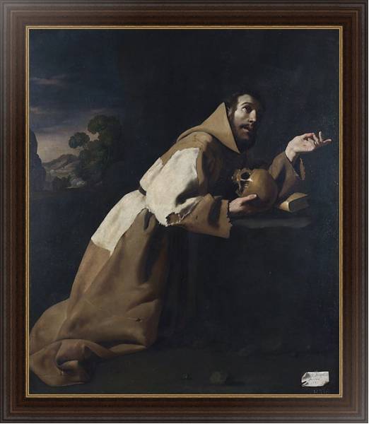 Постер Святой Франсис медитирует с типом исполнения На холсте в раме в багетной раме 1.023.151