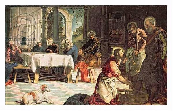 Постер Christ Washing the Feet of the Disciples, detail of the right hand side, c.1547 с типом исполнения На холсте в раме в багетной раме 221-03