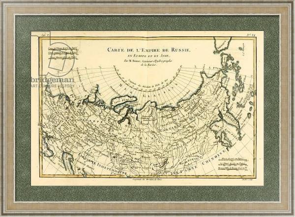Постер Map of the Russian Empire, in Europe and Asia, 1780 с типом исполнения Акварель в раме в багетной раме 485.M40.584