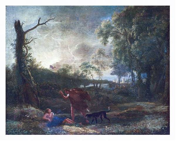 Постер Пейзаж со смертью Прокриды с типом исполнения На холсте в раме в багетной раме 221-03