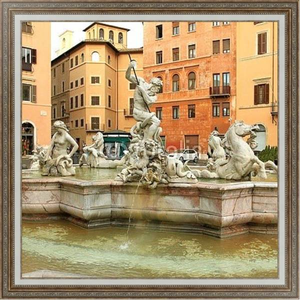 Постер Италия. Римский фонтан с типом исполнения На холсте в раме в багетной раме 595.M52.330