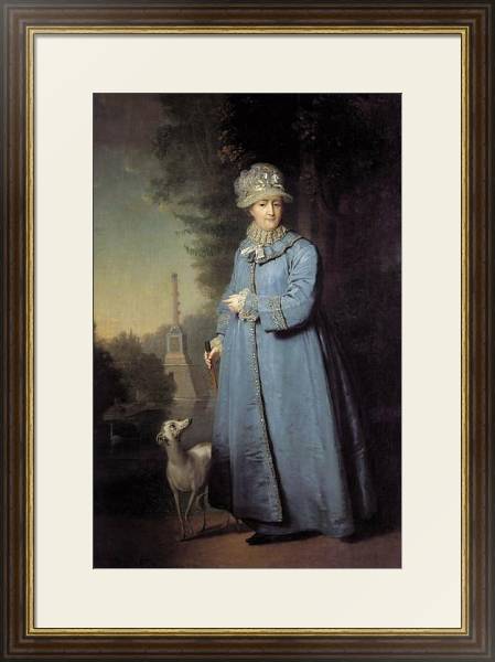 Постер Екатерина II на прогулке в Царскосельском парке. 1794 с типом исполнения Под стеклом в багетной раме 1.023.036