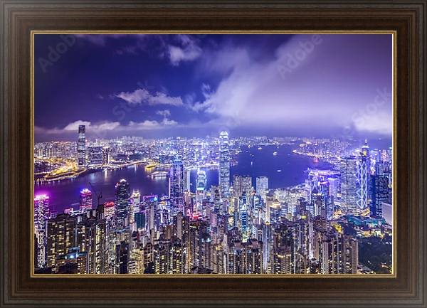 Постер Китай, Гогконг. Панорама с птичьего полета №10 с типом исполнения На холсте в раме в багетной раме 1.023.151