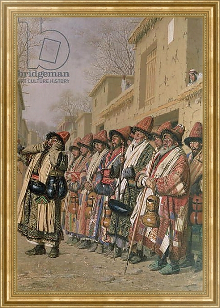 Постер Dervishes' Chorus Begging Alms in Tashkent, 1870 с типом исполнения На холсте в раме в багетной раме NA033.1.051