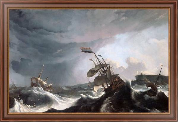 Постер Ships in Distress in a Heavy Storm с типом исполнения На холсте в раме в багетной раме 35-M719P-83