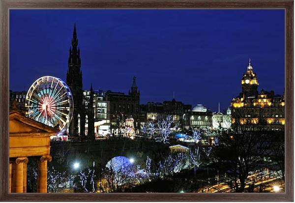 Постер Шотландия. Эдинбург. Рождество с типом исполнения На холсте в раме в багетной раме 221-02