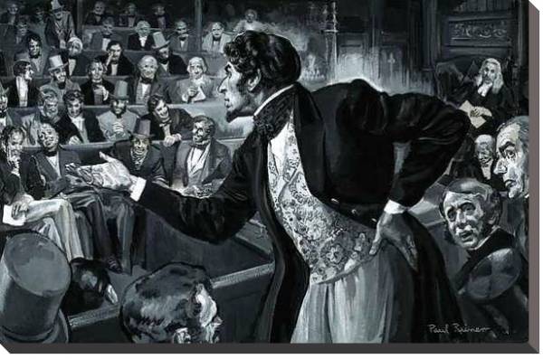 Постер Benjamin Disraeli during his maiden speech to Parliament с типом исполнения На холсте без рамы