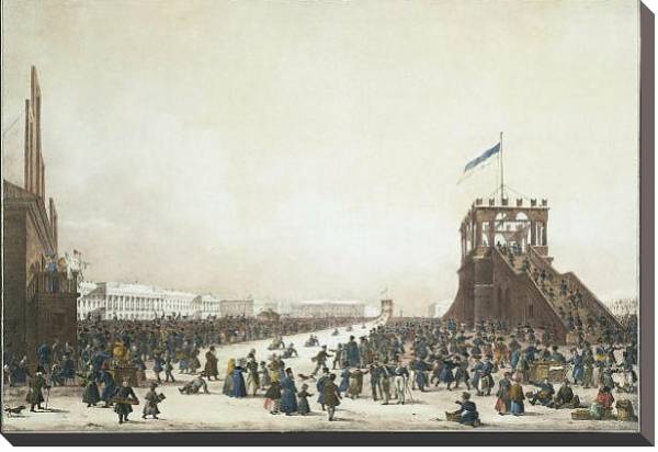 Постер Масленичное гуляние с катанием с гор на Царском лугу в Санкт-Петербурге с типом исполнения На холсте без рамы