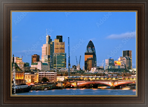 Постер Небоскребы Лондона с типом исполнения На холсте в раме в багетной раме 1.023.151