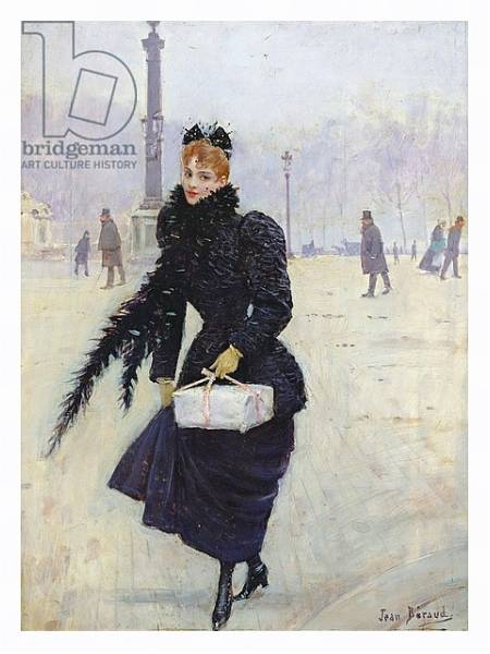 Постер Parisian woman in the Place de la Concorde, c.1890 с типом исполнения На холсте в раме в багетной раме 221-03