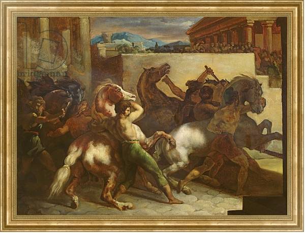 Постер The Wild Horse Race at Rome, c.1817 с типом исполнения На холсте в раме в багетной раме NA033.1.051