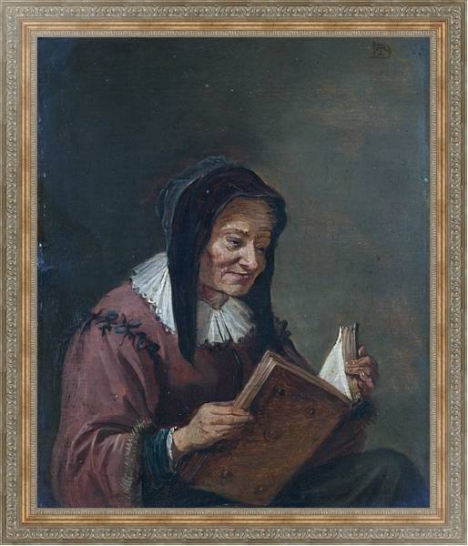 Постер Читающая престарелая женщина с типом исполнения На холсте в раме в багетной раме 484.M48.310