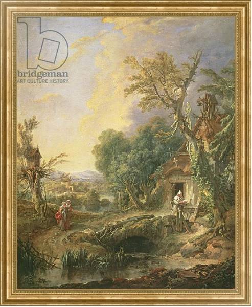 Постер Landscape with a Hermit, 1742 с типом исполнения На холсте в раме в багетной раме NA033.1.051
