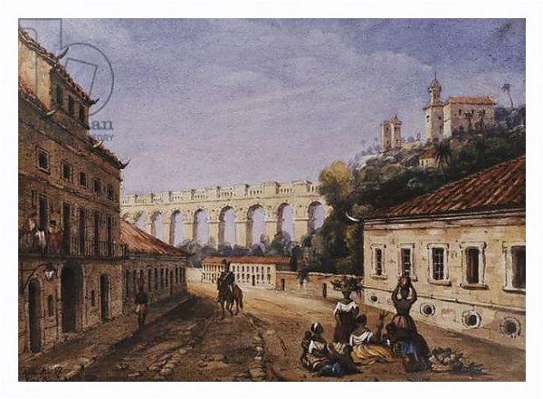 Постер The Aqueduct and Convent of Sta Teresa, Matacavallos Street, Rio de Janeiro, с типом исполнения На холсте в раме в багетной раме 221-03