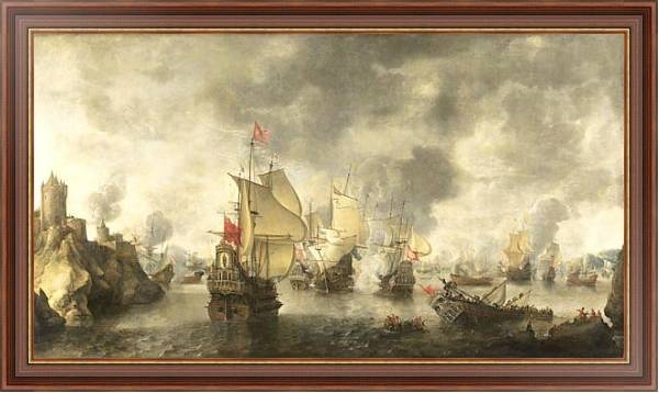 Постер Battle of the combined Venetian and Dutch fleets against the Turks in the Bay of Foja с типом исполнения На холсте в раме в багетной раме 35-M719P-83
