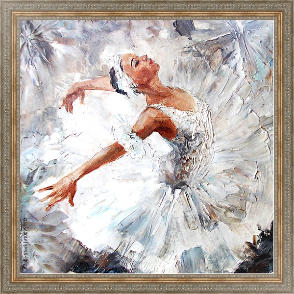 Постер Балерина в белом с типом исполнения На холсте в раме в багетной раме 484.M48.310