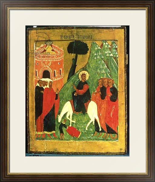 Постер Icon depicting Christ's Entry into Jerusalem с типом исполнения Под стеклом в багетной раме 1.023.036
