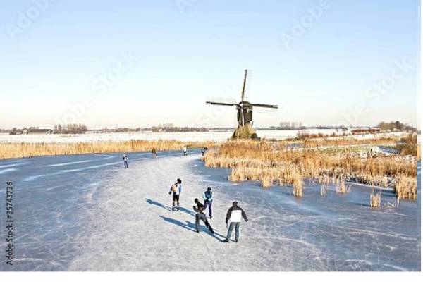 Постер Катание на коньках, Голландия с типом исполнения На холсте без рамы
