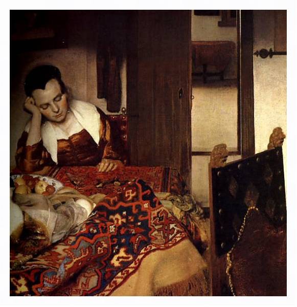 Постер Спящая молодая женщина с типом исполнения На холсте в раме в багетной раме 221-03