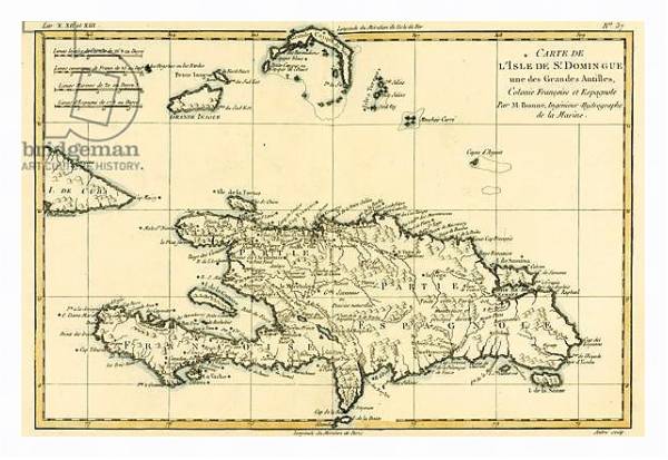 Постер The French and Spanish Colony of the Island of St Dominic of the Greater Antilles, 1780 с типом исполнения На холсте в раме в багетной раме 221-03